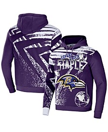 Men's NFL X Staple Purple Baltimore Ravens Team Slogan All Over Print Pullover Hoodie