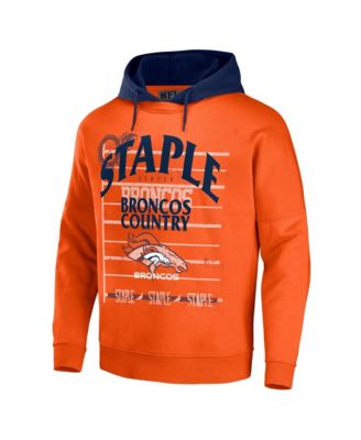 Men's NFL X Staple Orange Denver Broncos Oversized Gridiron Vintage-Like Wash Pullover Hoodie