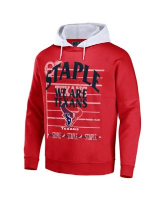 Men's NFL X Staple Red Houston Texans Oversized Gridiron Vintage-Like Wash Pullover Hoodie