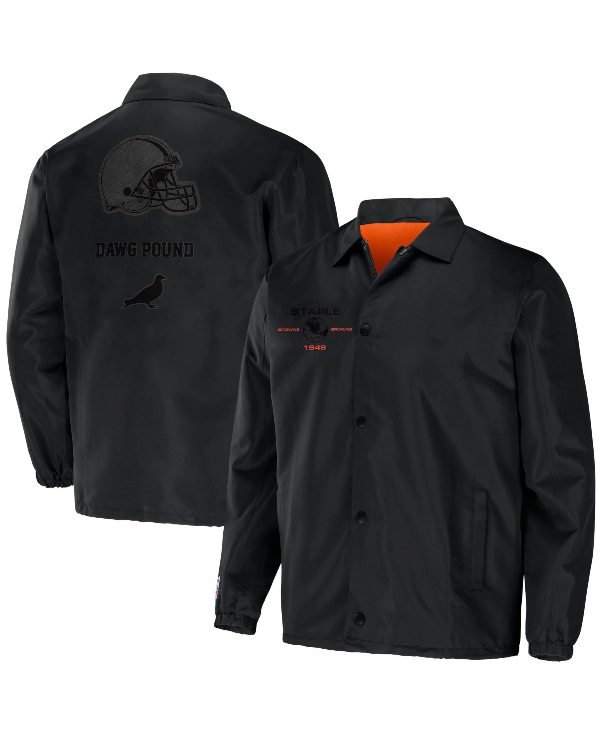 Men's Nfl X Staple Black Cleveland Browns Embroidered Nylon Jacket - Black