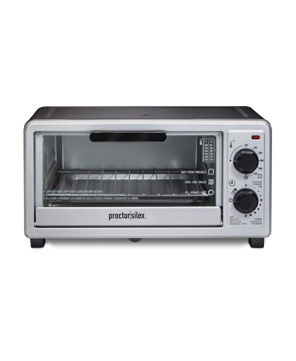 Proctor Silex 4 Slice Toaster Oven Broiler In Silver-tone