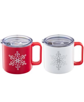 Cambridge Stackable Snowflake Insulated Coffee Mugs, Set of 2