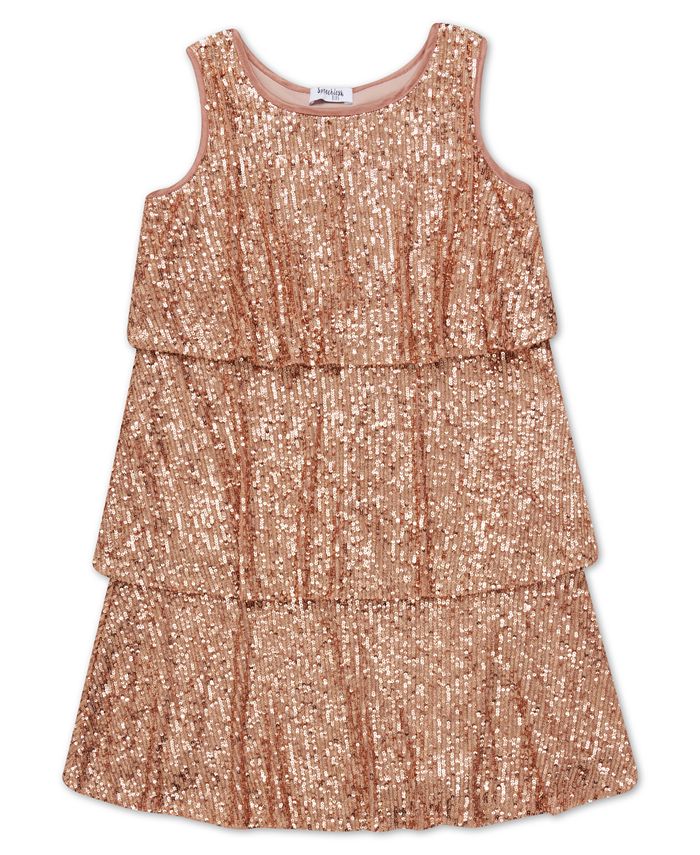 Speechless Big Girls Rose Gold Tiered Sequin Dress - Macy's
