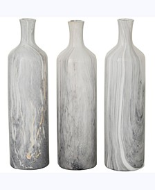 by Cosmopolitan Set of 3 Multi Colored Stoneware Contemporary Vase, 3" x 13"