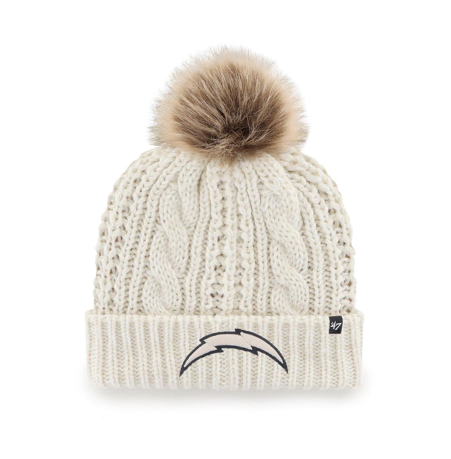 Женская шапка '47 Brand Cream Los Angeles Chargers Meeko Logo Cuffed Knit Hat — фото 1