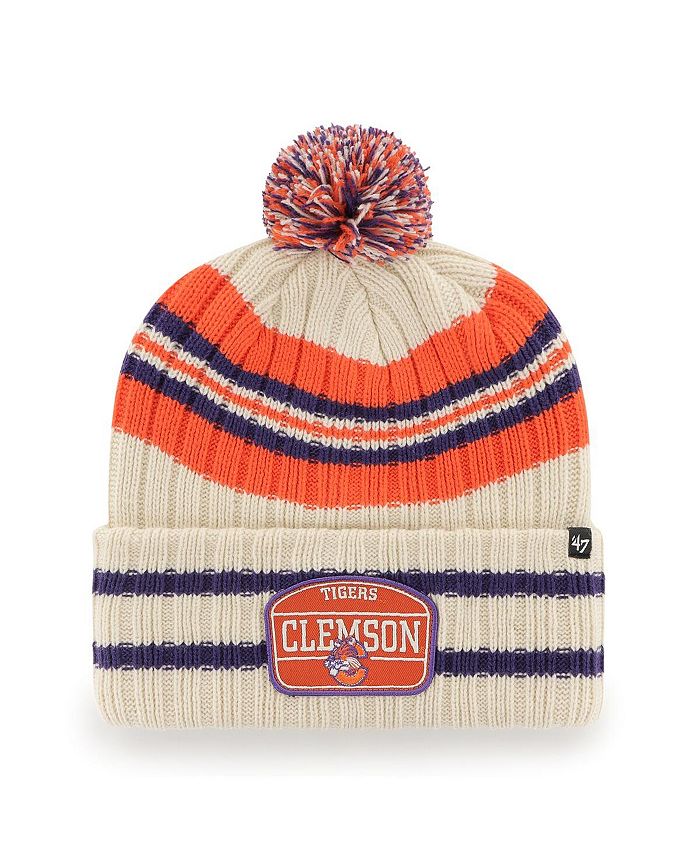 47 Brand Men's '47 Natural Clemson Tigers Hone Patch Cuffed Knit Hat with  Pom - Macy's
