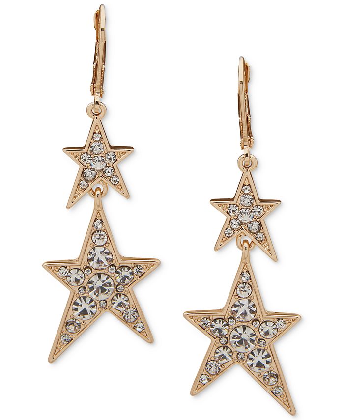 Karl Lagerfeld Paris Gold Tone Crystal Star Double Drop Earrings Reviews Earrings Jewelry Watches Macy S