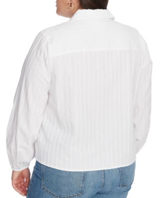 Texture Cotton Blouson Button Down Top