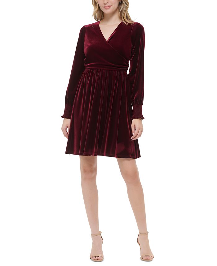 Tommy Hilfiger Women's Long-Sleeve Stretch Velvet Dress - Macy's