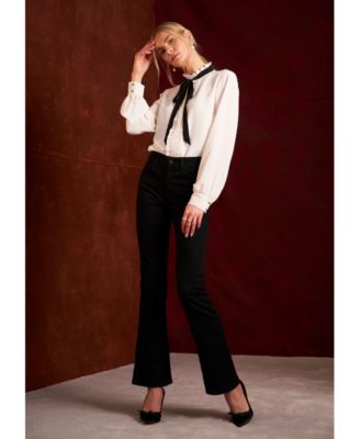 CeCe Women's Long Sleeve Bow Tie Ruffle Neck Blouse - Macy's