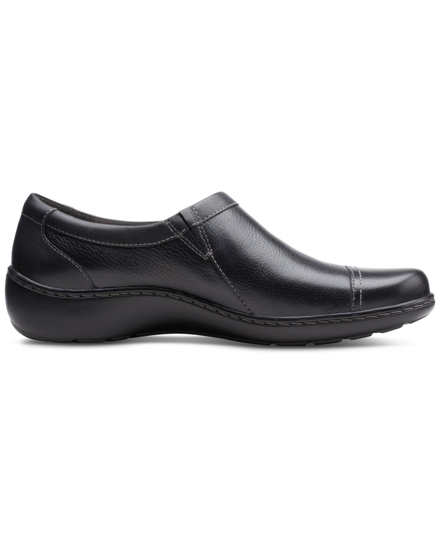 Женские туфли Clarks Cora Giny Cushioned Zip Loafer Flats, цвет: Чёрный — фото 6