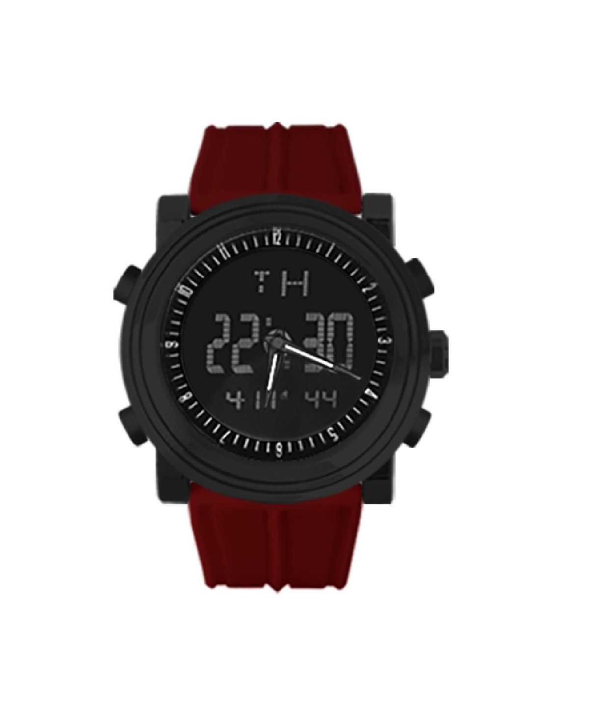 Men's Black, Red Silicone Strap Watch 47mm - Black, Red