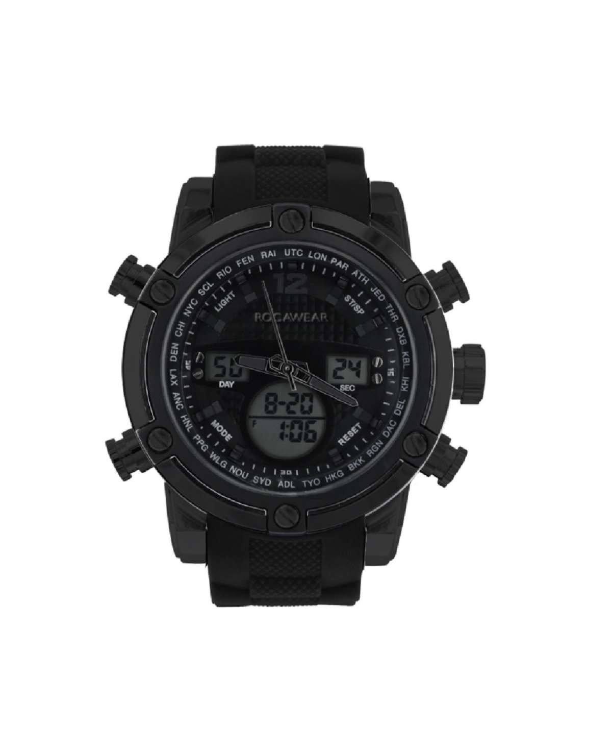 Shop Rocawear Men's Black Silicone Strap Watch 51mm
