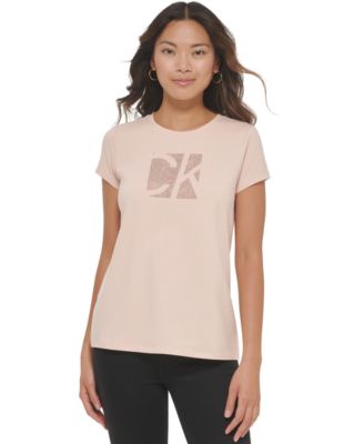 Calvin Klein - Women's Short Sleeve Crystal Logo Tee