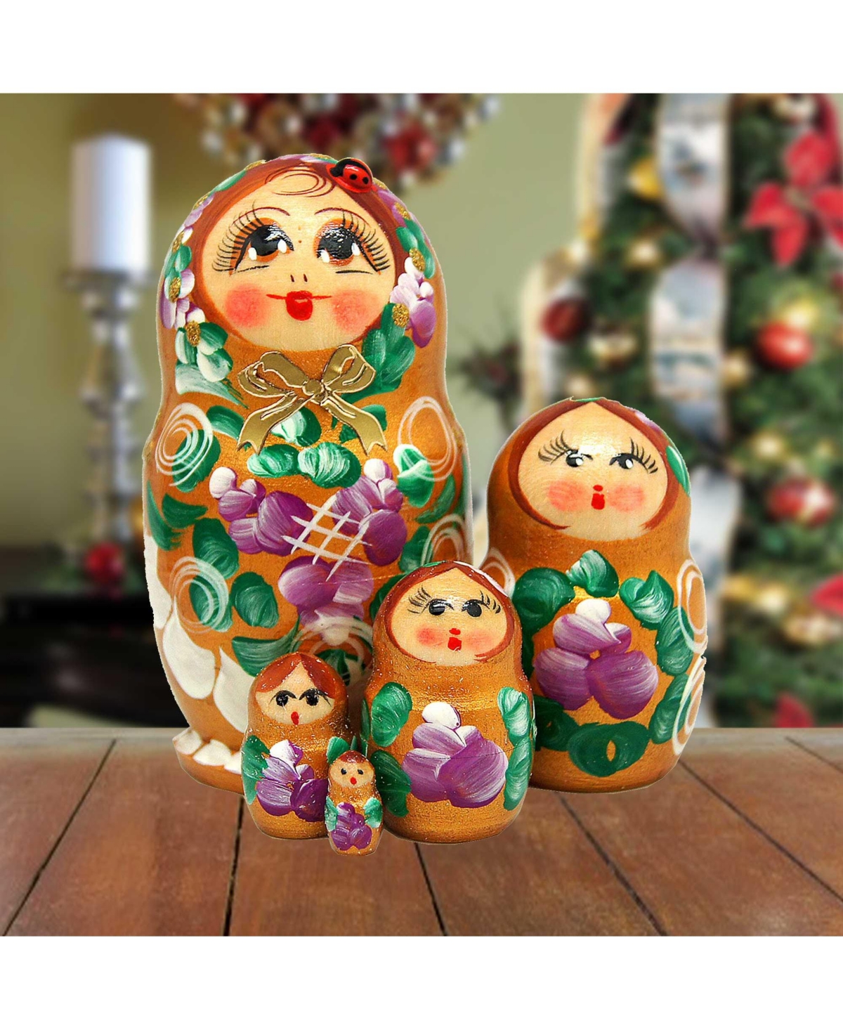 G.debrekht Floral Matreshka Holiday Nesting Hand-painted Dolls, Set Of 5 In Multi Color