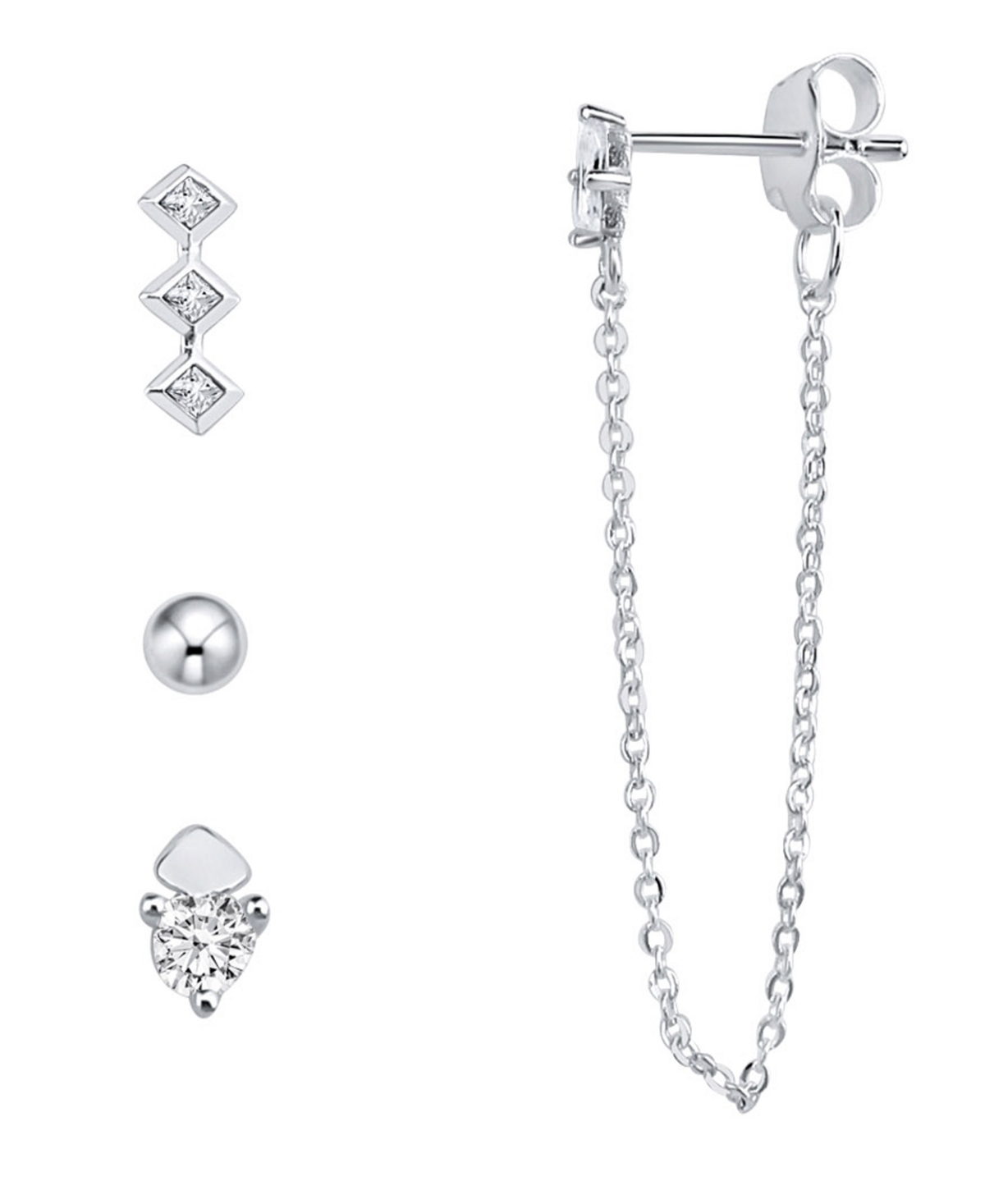 Shop And Now This Multi Earring Cubic Zirconia 4-piece Assortment In Fine Silver Plated