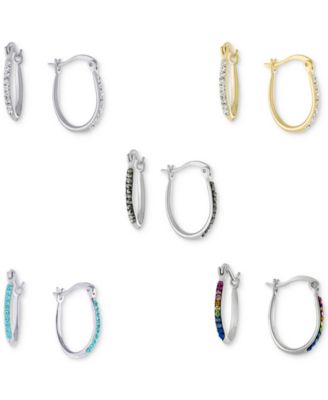 Crystal Oval Hoop Earrings Collection Created For Macys