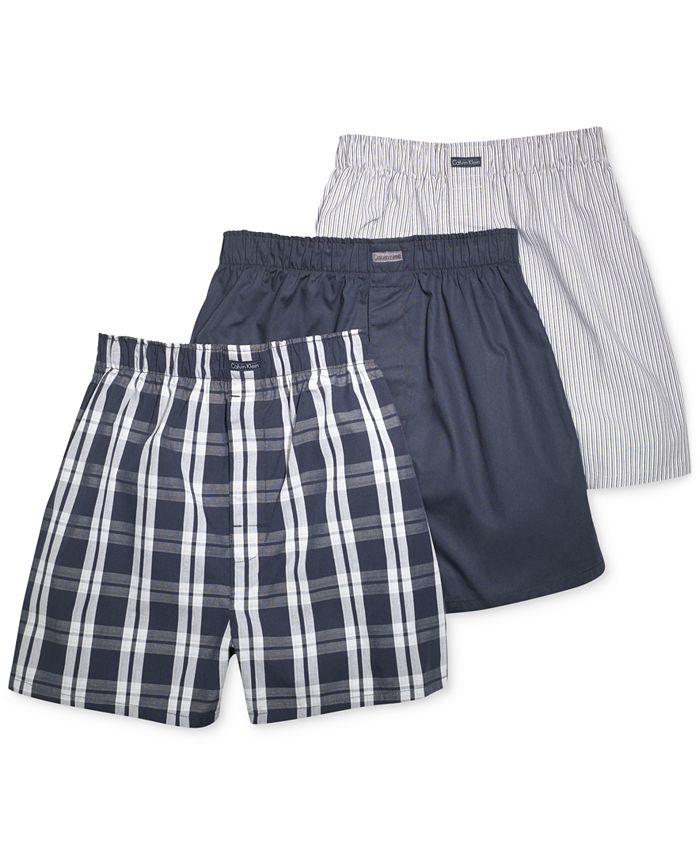 Calvin Klein Men's Cotton Classics Woven Boxer 3-Pack U1732 & Reviews -  Underwear & Socks - Men - Macy's