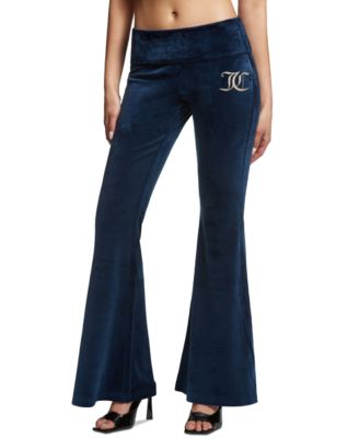 Juicy Couture - Women's Embellished-Logo Flare-Hem Velour Pants