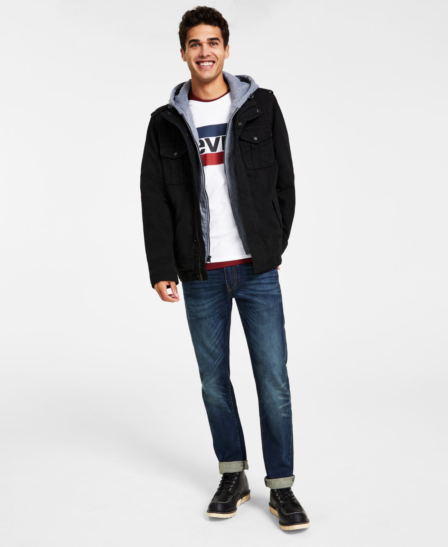 Men's Two Pocket Hooded Trucker Jacket