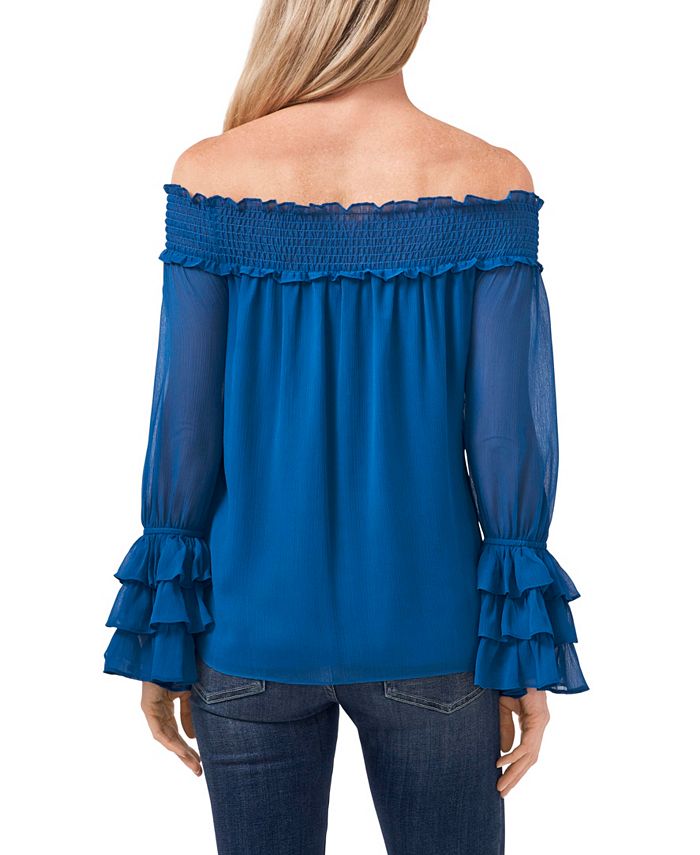 CeCe Women's Long Sleeve Smocked Off-The-Shoulder Blouse - Macy's