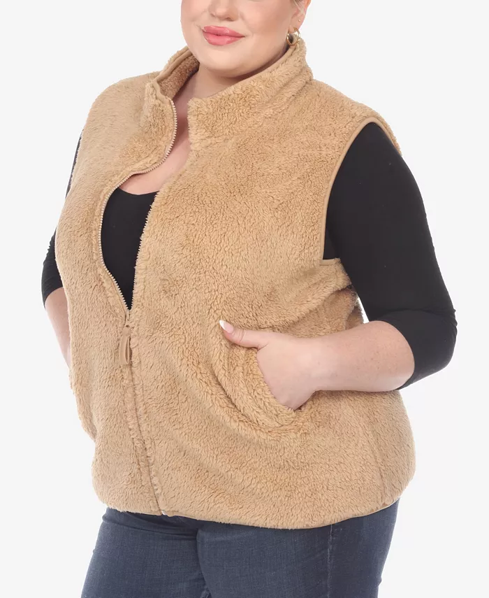 Plus Size Women's Zip Up Sherpa Vest Jacket - thumbnail 5