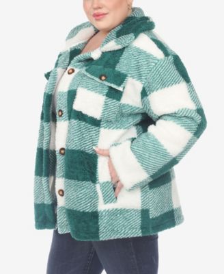 Plus Size Plaid Shacket Jacket