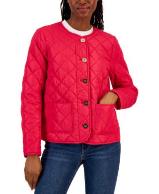 Charter Club - Women's Quilted Button-Down Patch-Pocket Woven Jacket