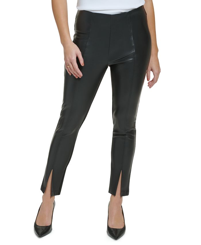 Calvin Klein Women's Faux Leather Ankle Slit Pants & Reviews - Pants &  Capris - Women - Macy's