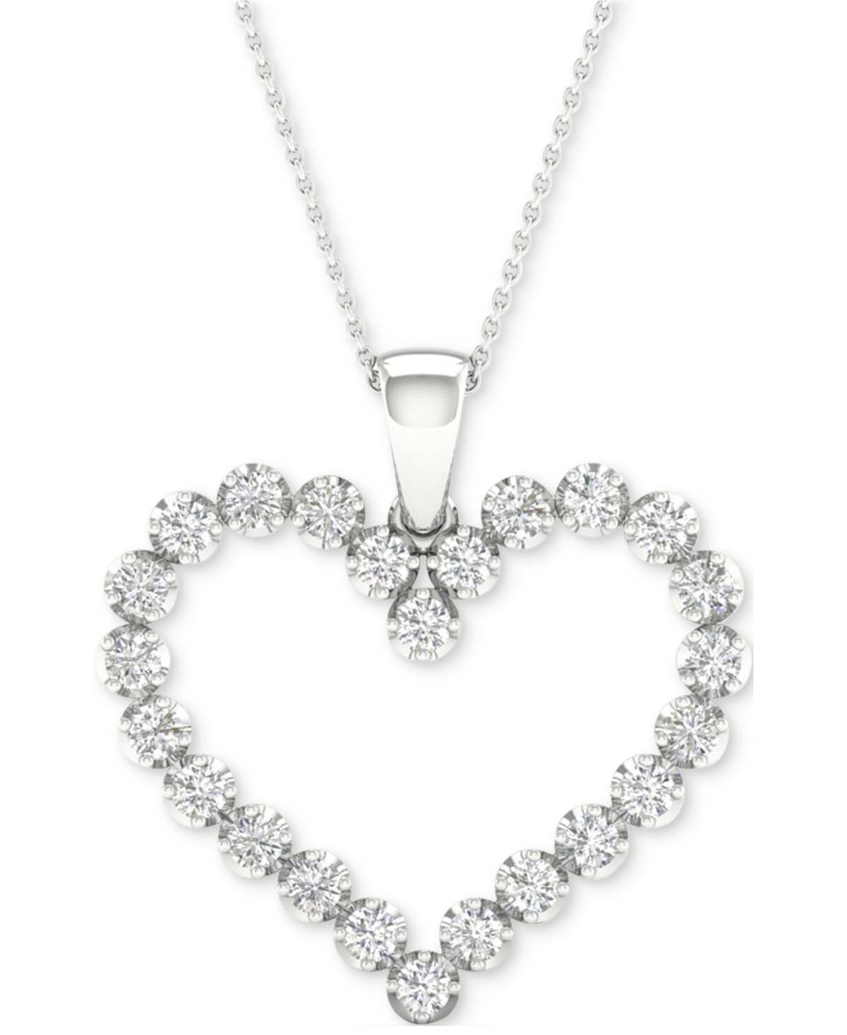 Lab-Created Diamond Open Heart 18" Pendant Necklace (1/2 ct. t.w.) in Sterling Silver - Sterling Silver