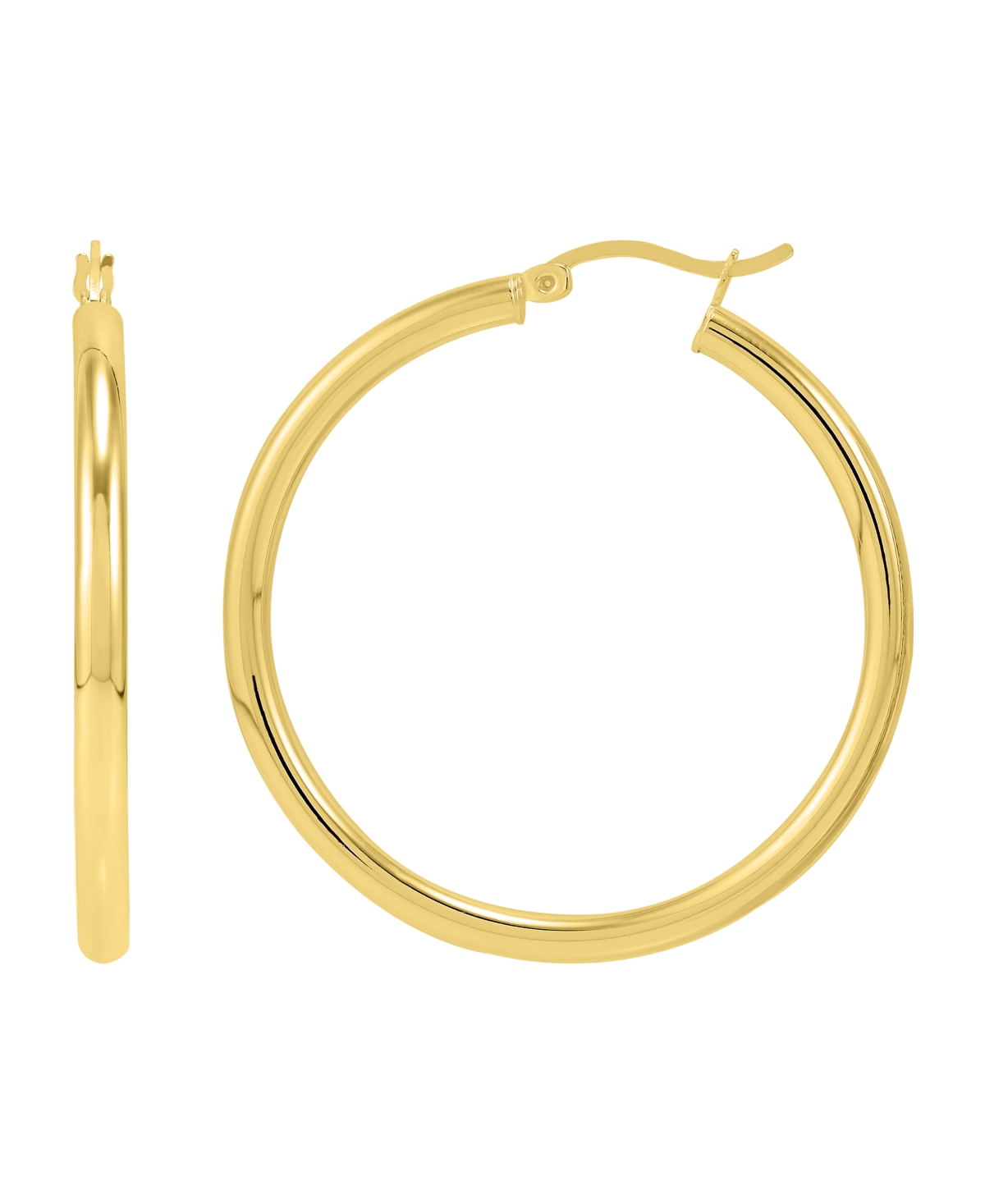 Shop Giani Bernini Polished Tube Medium Hoop Earrings, 40mm, Created For Macy's In Gold Over Silver