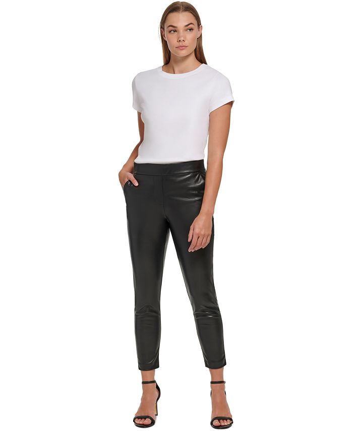 Calvin Klein Women's Faux Leather Pull On Pants - Macy's