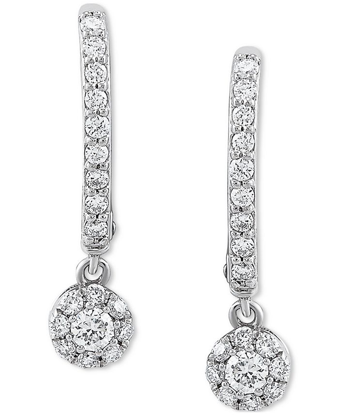 Forever Grown Diamonds LabCreated Diamond Cluster Dangle Hoop Earrings