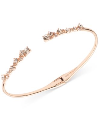 Silver-Tone 2-Pc. Set Stone Scatter Cluster Cuff Bangle Bracelet & Matching Drop Earrings
