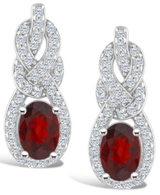 Topaz (3/4 ct. t.w.) Halo Drop Earrings in Sterling Silver