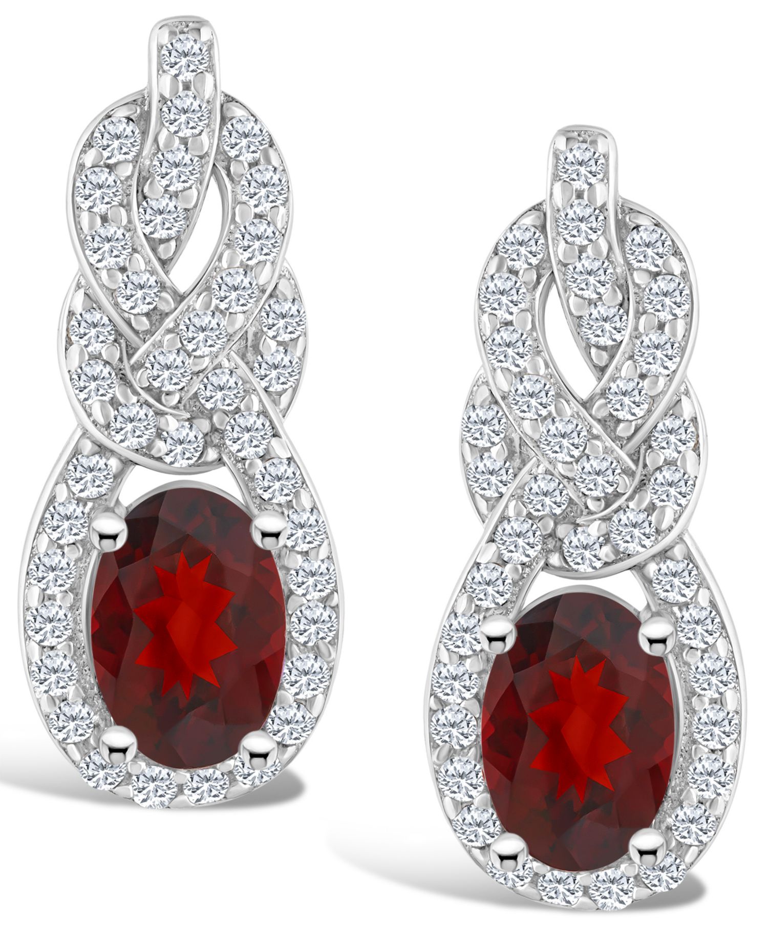 Topaz (3/4 ct. t.w.) Halo Drop Earrings in Sterling Silver
