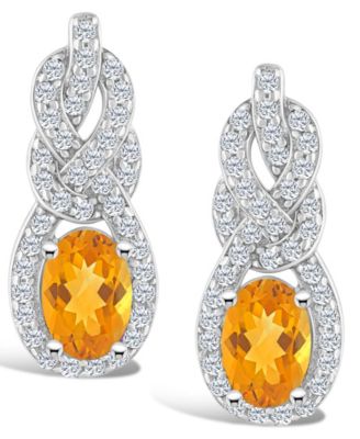 Topaz (3/4 ct. t.w.) Halo Drop Earrings in Sterling Silver
