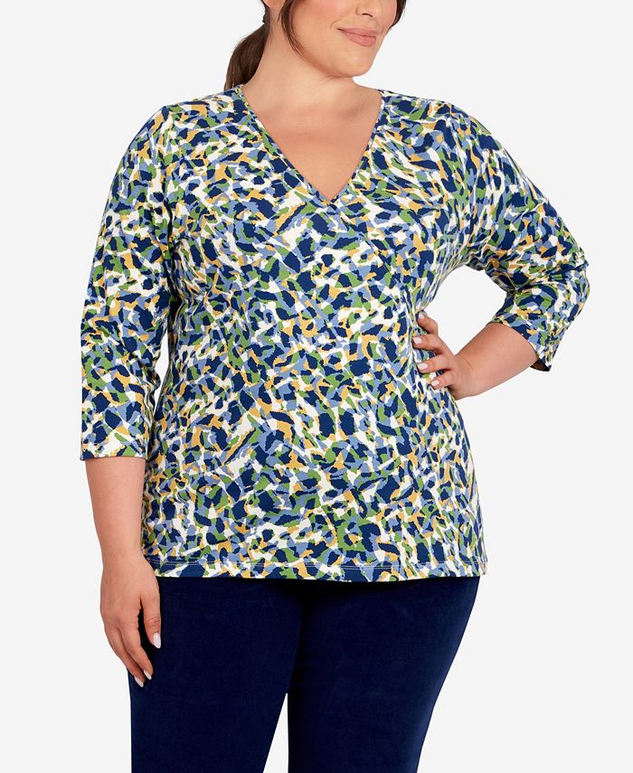 HEARTS OF PALM Plus Size Into The Blue Printed Stretch Jersey Top Macy's