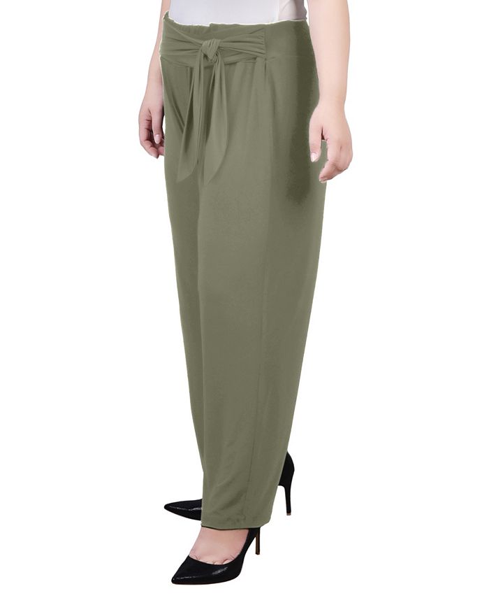 NY Collection Plus Size Pull On with Sash Pants - Macy's