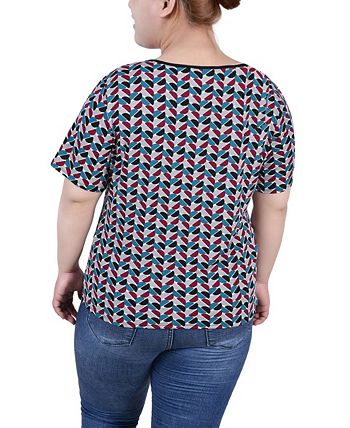 NY Collection Plus Size Short Sleeve with Ring Details Top & Reviews ...