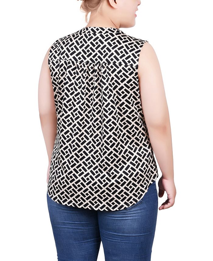 NY Collection Plus Size Sleeveless Knit Y neck Top - Macy's