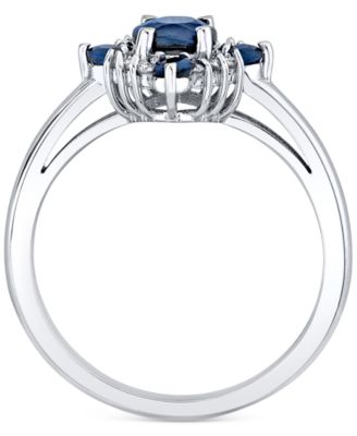 Sapphire (1-3/8 ct. t.w.) & Diamond (1/10 ct. t.w.) Oval Halo Ring in 10k White Gold