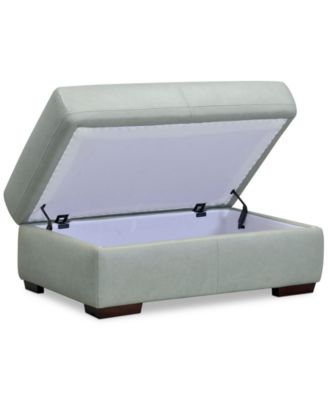 CLOSEOUT! Ashlinn 43" Pastel Leather Storage Ottoman