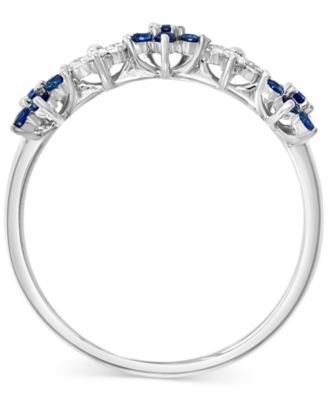 Sapphire (3/8 ct. t.w.) & Diamond (1/6 ct. t.w.) Flower Band in 14k White Gold