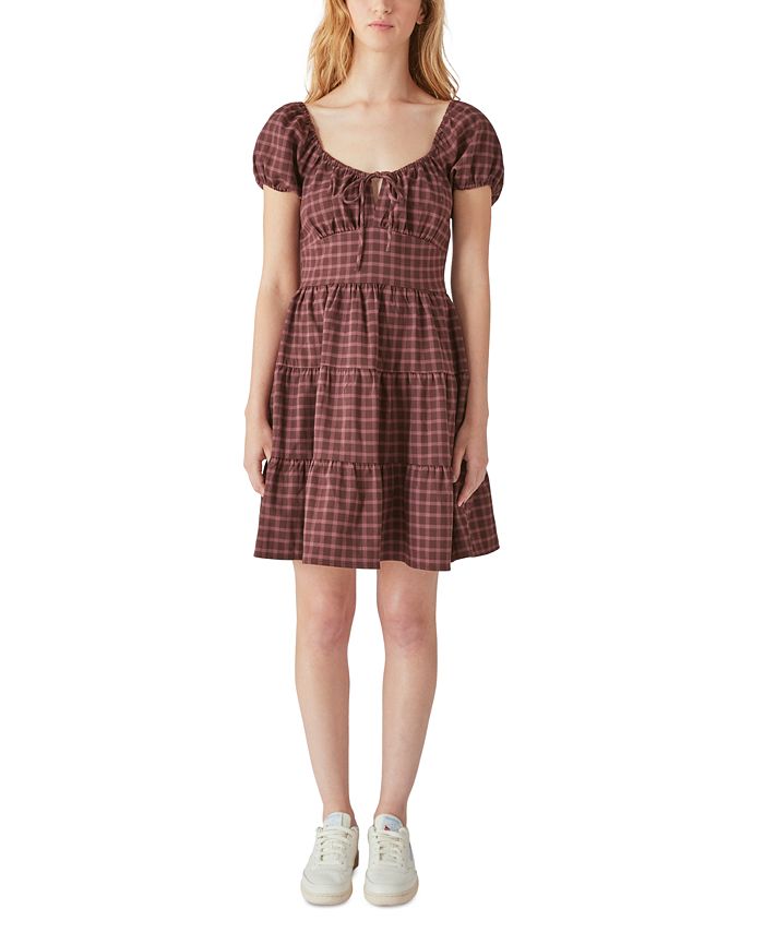 LUCKY BRAND Puff Sleeve V-neck Tiered Tie Back Maxi Dress main image 1
