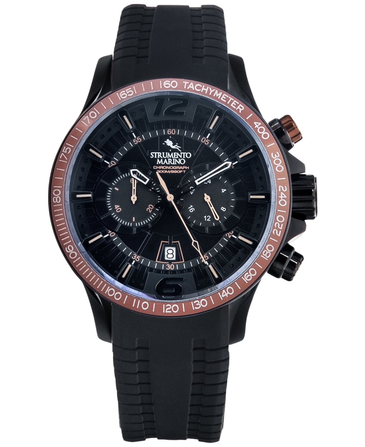 Strumento Marino Men's Chronograph Hurricane Black Silicone Strap Watch 46mm In Black Brown