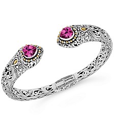 Pink Topaz (3-1/4 ct. t.w.)  Bali Heritage Classic Cuff Bracelet in Sterling Silver and 18k Yellow Gold Accents