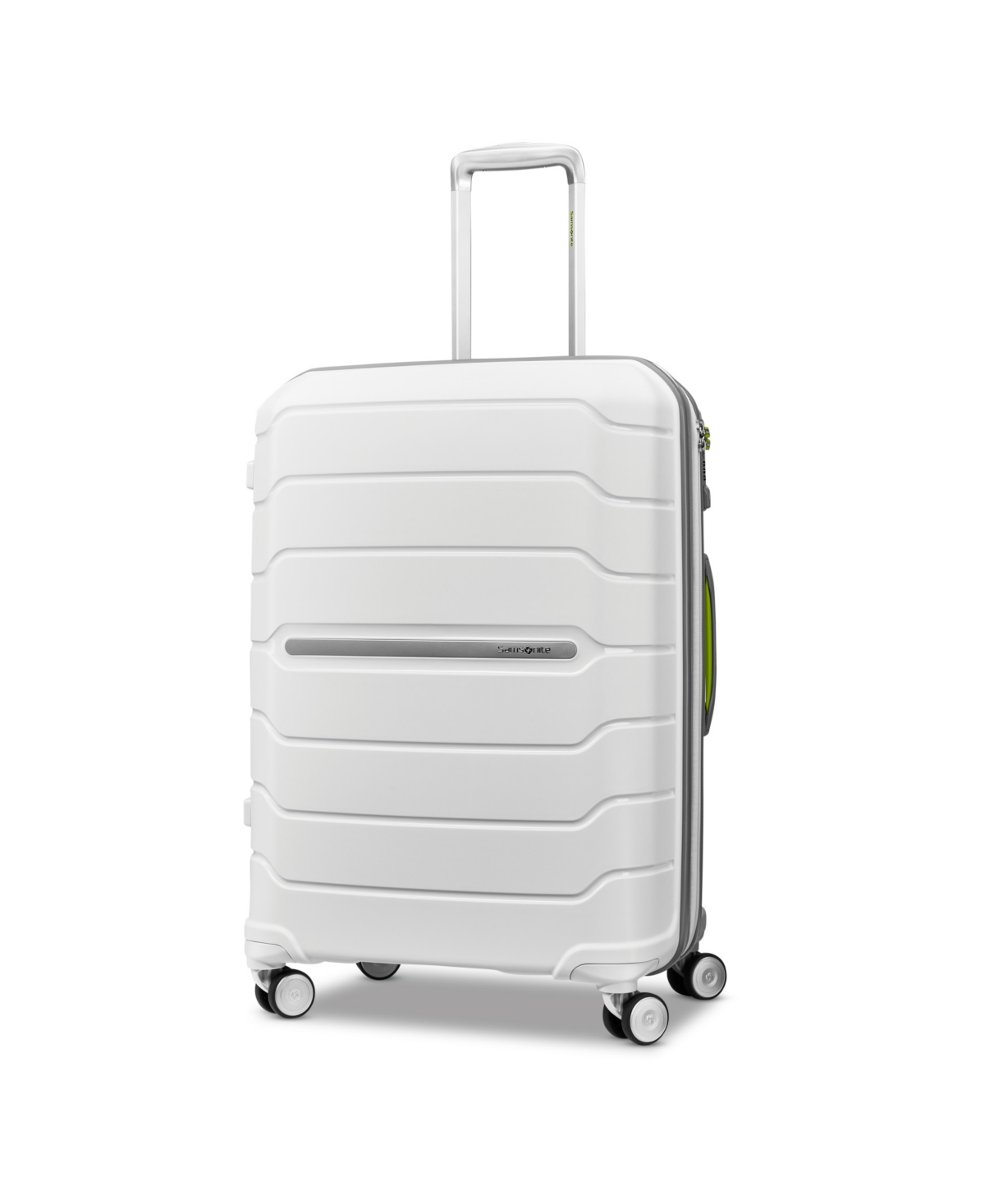 Shop Samsonite Freeform 24" Expandable Hardside Spinner Suitcase In White,gray