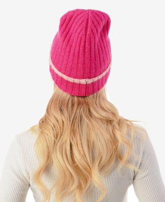 Women's Stripe Cuff Ribbed Knit Beanie