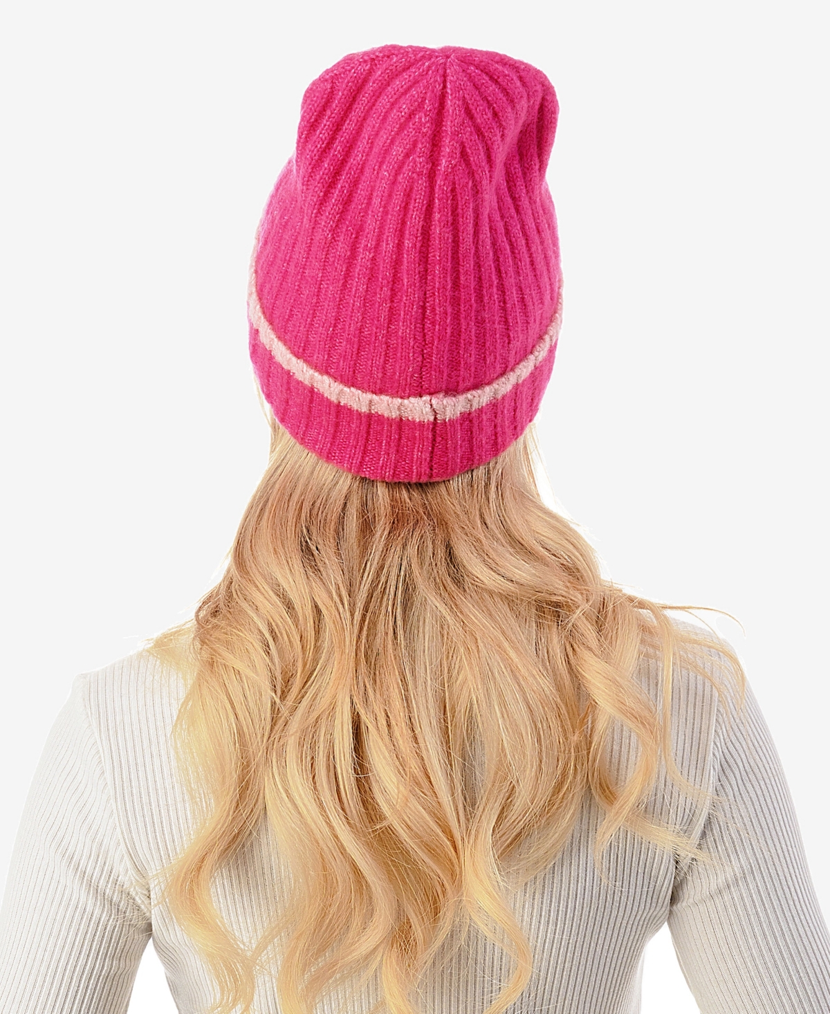 Marcus Adler Women's Stripe Cuff Ribbed Knit Beanie In Gray